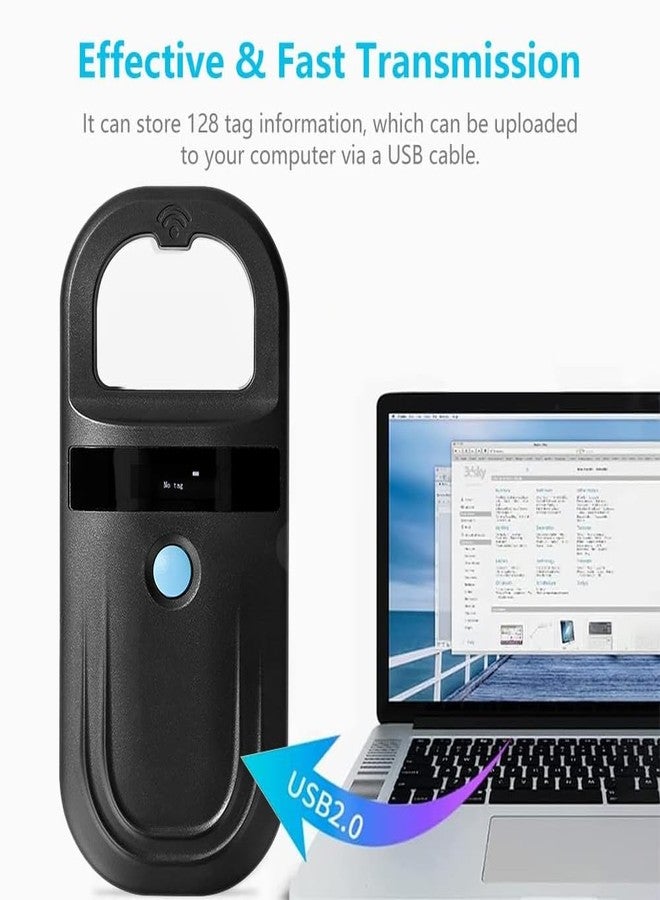 Chazcool قارئ رقائق تشازكول، ماسح ضوئي لرقائق الحيوانات الأليفة مع شاشة عرض يدعم FDXB (ISO11784 / 11785) و EMID، ماسح ضوئي للكلاب والقطط والخنازير والحيوانات (أسود) - Image 4