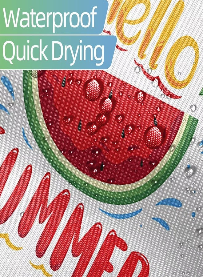 Uiiooazy Summer Shower Curtain for Bathroom Hello Summer Watermelon Shower Curtain Set with Hooks Red Fruit Polyester Waterproof Fabric Shower Curtains 72x72 inches - Image 3