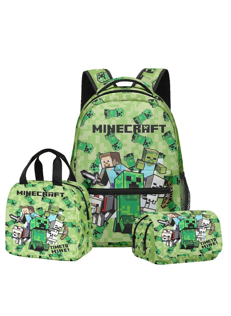 ماين كرافت حقيبة الظهر Minecraft للأطفال والفتيان - حقيبة الظهر مقاومة للماء لمدرسة الألعاب
