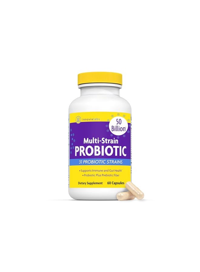 InnovixLabs InnovixLabs Multi Strain Probiotics for Women & Men - Probiotic Supplement - 50 Billion CFU - Gut Health, Immune Support, Digestion, Lactobacillus Acidophilus, Prebiotics and Probiotics, 60 Capsules - Image 1