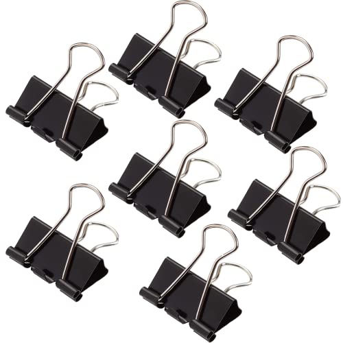 Ziqi 144 Pcs Binder Clips 1 Inch, Black Medium Paper Clamps for Office Supplies, Wide Metallic Binder Clips, Large Document Clamp, File Clips - Image 1