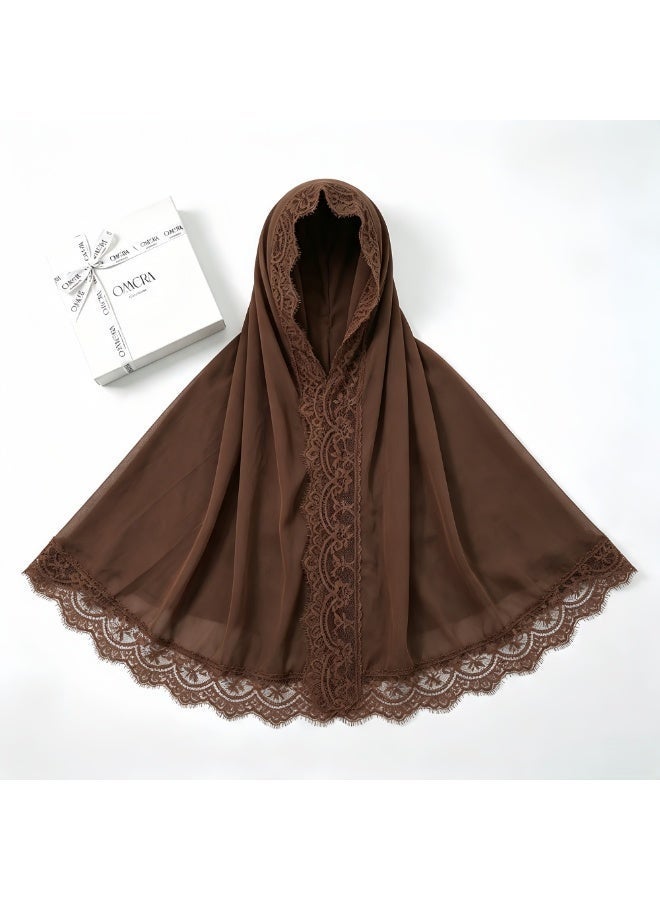 Women's Lace-Trimmed Plain Rayon Scarf: Breathable Shawl and Headscarf - Image 2