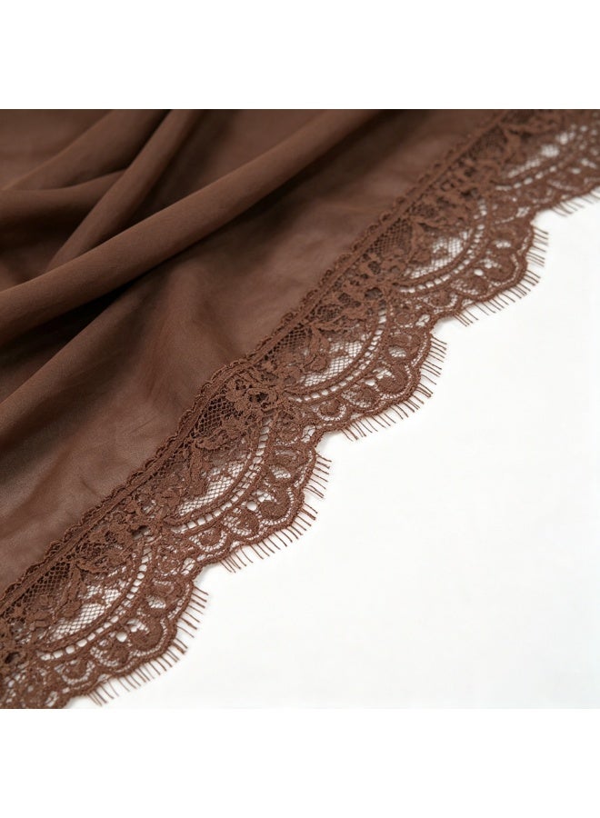 Women's Lace-Trimmed Plain Rayon Scarf: Breathable Shawl and Headscarf - Image 3