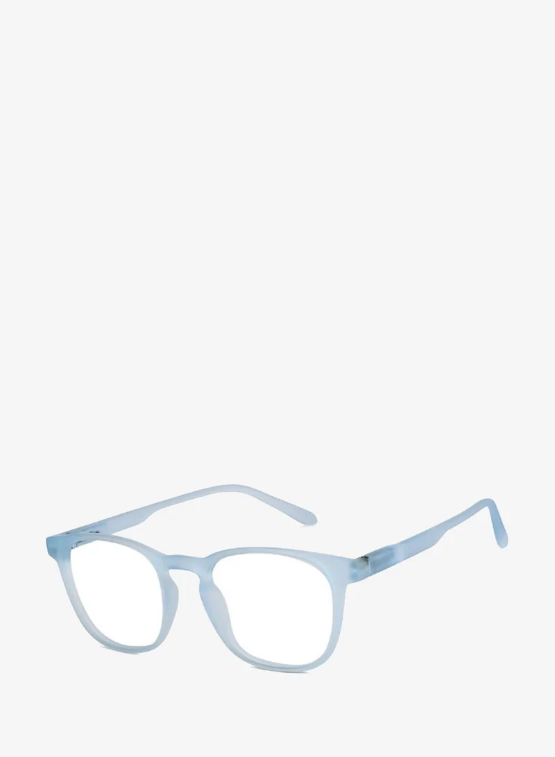 Lenskart Hustlr Powered Reading Glasses (+1.25) with Bluecut & Antiglare coating | Light Frames | Sky Blue Full Rim Square | For Men & Women | Medium | LH R17369