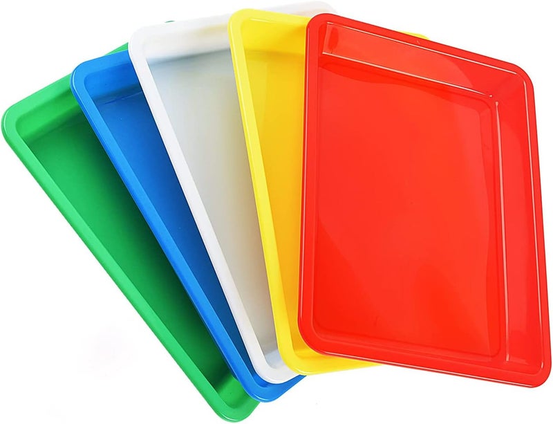 MAKINGTEC Multicolor Plastic Art Trays, Activity Crafts Organizer Serving Tray for School Home Art, DIY Projects, Painting, Beads, Organizing Supply (5 Color) - Image 1