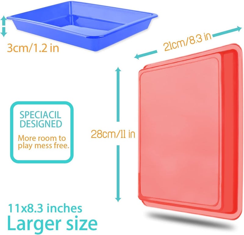 MAKINGTEC Multicolor Plastic Art Trays, Activity Crafts Organizer Serving Tray for School Home Art, DIY Projects, Painting, Beads, Organizing Supply (5 Color) - Image 5
