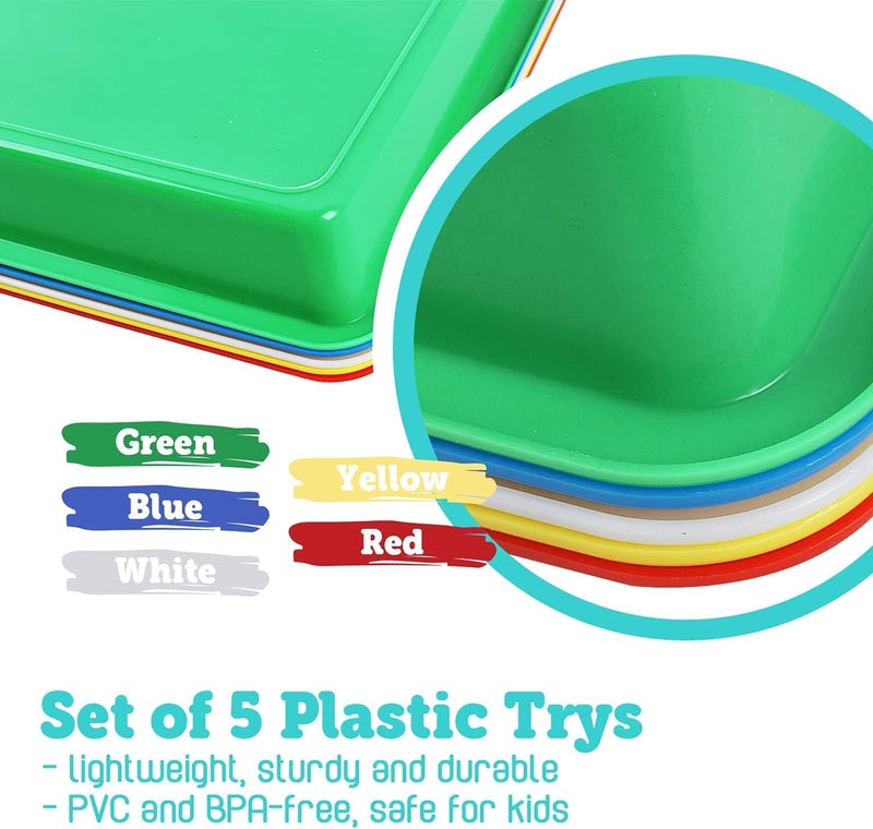 MAKINGTEC Multicolor Plastic Art Trays, Activity Crafts Organizer Serving Tray for School Home Art, DIY Projects, Painting, Beads, Organizing Supply (5 Color) - Image 4