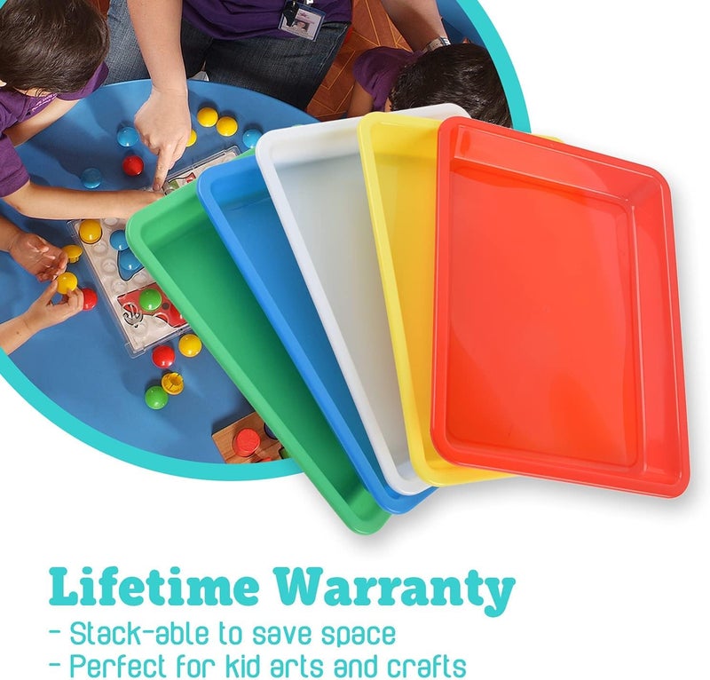 MAKINGTEC Multicolor Plastic Art Trays, Activity Crafts Organizer Serving Tray for School Home Art, DIY Projects, Painting, Beads, Organizing Supply (5 Color) - Image 2