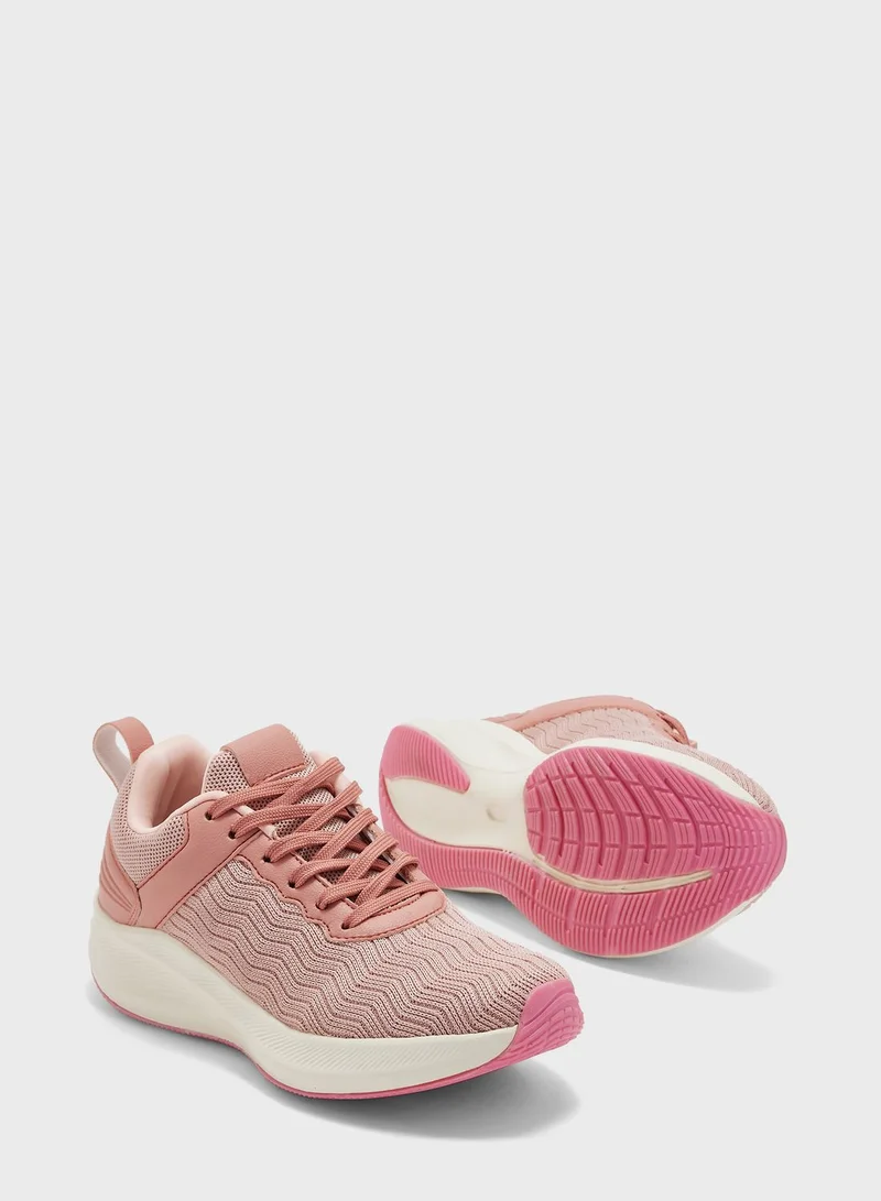 Ginger Textured Knit Lace Up Comfort Sneaker