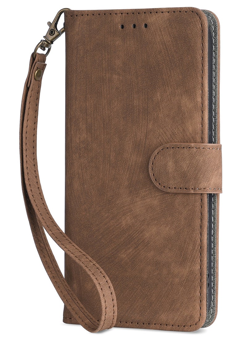 For Vivo V50 Flip Cover with Hand Strap, PU Leather Full Body Protection Shockproof Flip Mobile Cover, RFID Anti-theft Brush Folio Wallet Phone Case - Image 4