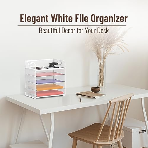 Supeasy 5 Trays Paper Organizer Letter Tray with Handle-Mesh Desk File Organizer, Paper Sorter Desk Organizer for Office, Home or School - Image 2