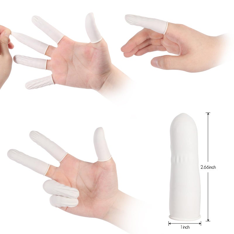 Ueixieo White Latex Finger Cots Finger Protectors, Disposable Medium-Sized Finger Gloves, Fingertip and Finger Sleeve Protector,Latex Thumb Protector for Finger Tips (Approx.210 PCS) - Image 2
