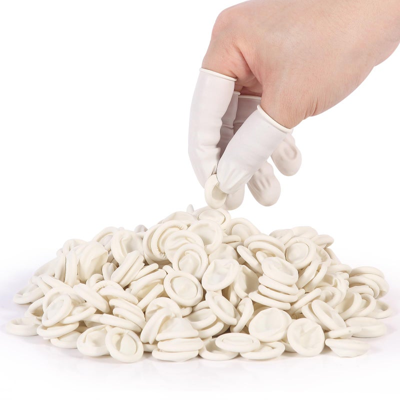 Ueixieo White Latex Finger Cots Finger Protectors, Disposable Medium-Sized Finger Gloves, Fingertip and Finger Sleeve Protector,Latex Thumb Protector for Finger Tips (Approx.210 PCS) - Image 1