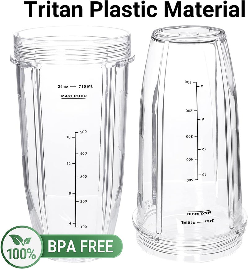 Buecmue Replacement Blender Cup with Lid (2 Pack) 24 Oz Cups For Ninja Auto iQ BL480 BL482 BL642 BL682 BL450 BN401 BN751 BN801 Foodi SS351 SS151 SS401 Ninja Blender Auto iQ Blade - Image 4