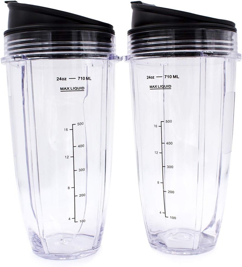 Buecmue Replacement Blender Cup with Lid (2 Pack) 24 Oz Cups For Ninja Auto iQ BL480 BL482 BL642 BL682 BL450 BN401 BN751 BN801 Foodi SS351 SS151 SS401 Ninja Blender Auto iQ Blade - Image 1