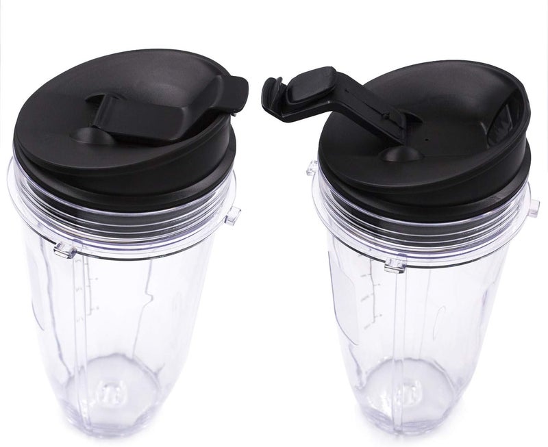 Buecmue Replacement Blender Cup with Lid (2 Pack) 24 Oz Cups For Ninja Auto iQ BL480 BL482 BL642 BL682 BL450 BN401 BN751 BN801 Foodi SS351 SS151 SS401 Ninja Blender Auto iQ Blade - Image 5