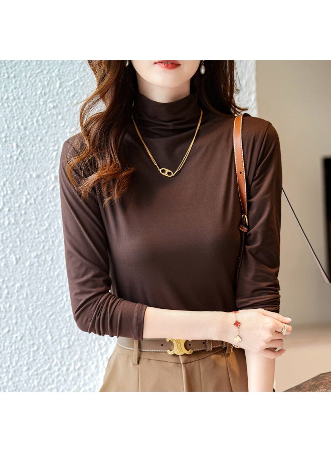 dme Demana Ultra-elastic Base Layer Women's Top Inner Layer Face Mask Sweater, Dark Coffee, M - Image 3