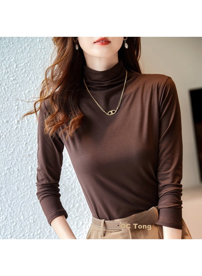 dme Demana Ultra-elastic Base Layer Women's Top Inner Layer Face Mask Sweater, Dark Coffee, M - Image 1