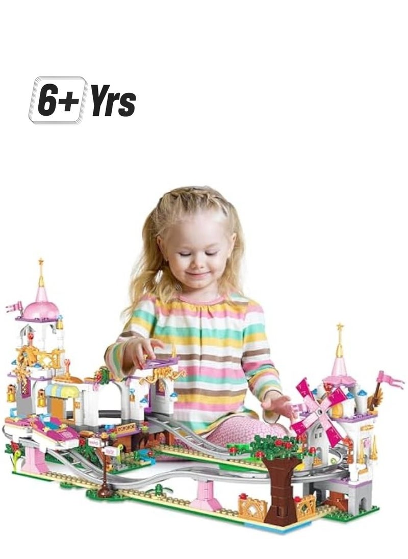 Roller Coaster Building Set for Kids Girls - Princess Creative Castle Blocks Toys, Construction Building Block Kit Birthday Gift Educational Toys for Kids Friends Sets for Girls 8-12, 711 Pieces  - Image 1