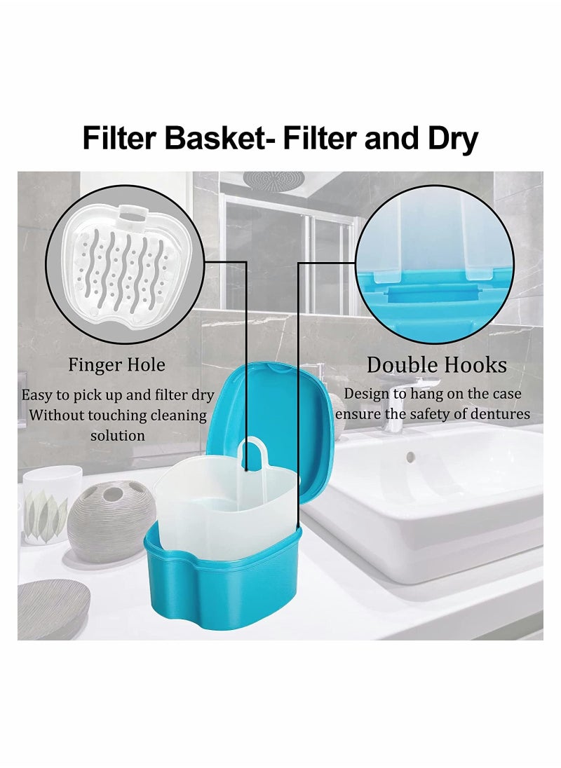 Y&D - Pack Of 2 Travel Denture Case with Lid, Bath Box With Strainer and Cleaning Brush, Random Color - Image 1