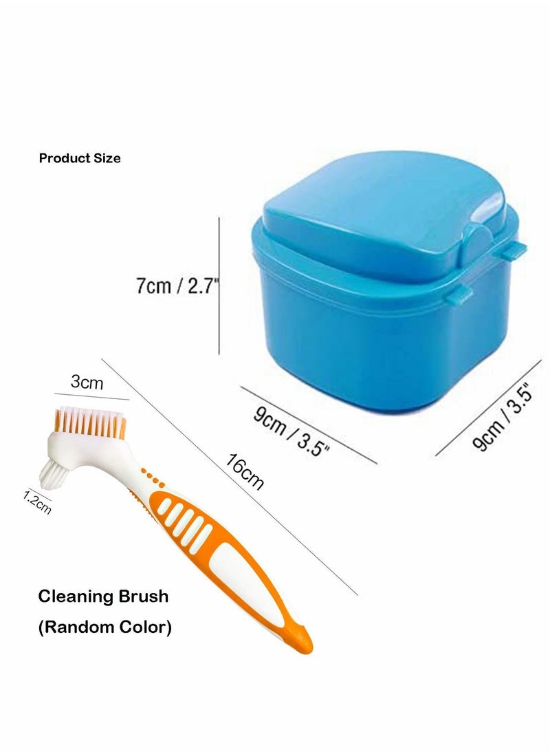 Y&D - Pack Of 2 Travel Denture Case with Lid, Bath Box With Strainer and Cleaning Brush, Random Color - Image 1