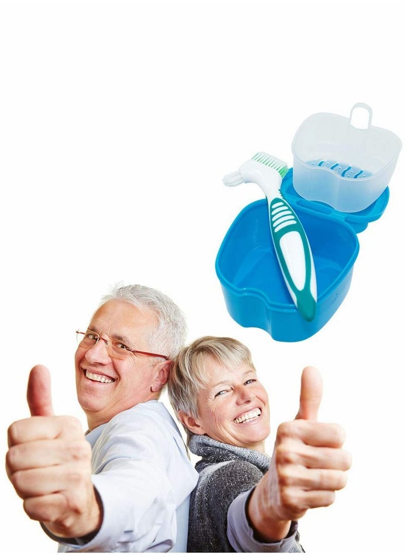 Y&D - Pack Of 2 Travel Denture Case with Lid, Bath Box With Strainer and Cleaning Brush, Random Color - Image 1