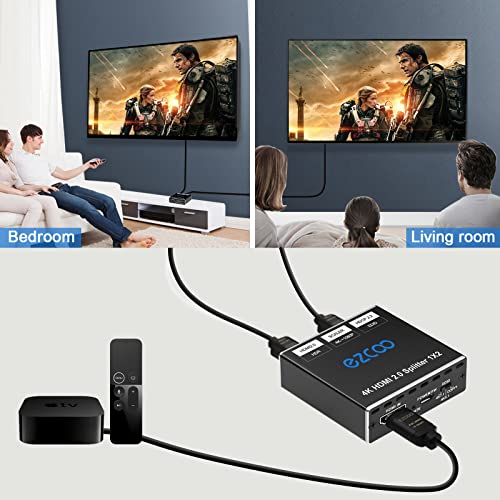 EZCOO SP12H2 4K HDMI Splitter - 1x2 HDR, Dolby Vision Atmos, Down Scaler, 4K 1080P Sync, 4:4:4, HDCP2.2, EDID 4K5.1/4K7.1/Copy, For Game, Xbox, PS5, Roku - Image 4