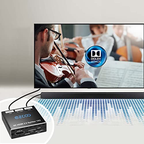 EZCOO SP12H2 4K HDMI Splitter - 1x2 HDR, Dolby Vision Atmos, Down Scaler, 4K 1080P Sync, 4:4:4, HDCP2.2, EDID 4K5.1/4K7.1/Copy, For Game, Xbox, PS5, Roku - Image 3