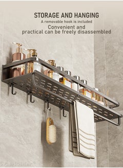 WinHolder Bathroom Shower Caddy, No-Drilling Adhesive Bathroom Organizer, Rustproof Stainless Steel Bathroom Shower Organizer with 6 Hooks, Shower Shelf for Inside Shower -- Large Capacity  - Image 2