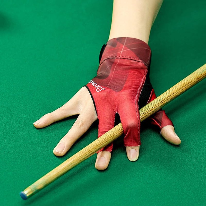 Wnddle Billiard Pool Gloves for Right Hand, 3 Finger Billiards Gloves Pool Cue Gloves, Quick-Dry Breathable Billiard Pool Glove, Snooker Cue Sport Glove Popular Sizes for Men & Women, Right Hand (Red) - Image 2