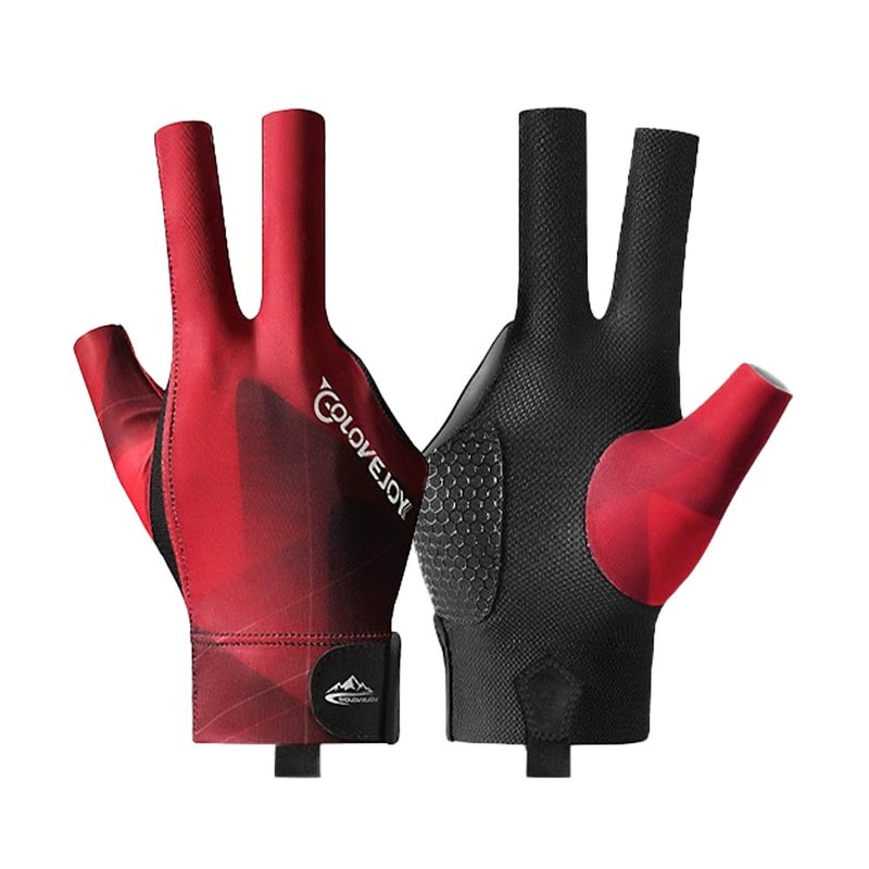 Wnddle Billiard Pool Gloves for Right Hand, 3 Finger Billiards Gloves Pool Cue Gloves, Quick-Dry Breathable Billiard Pool Glove, Snooker Cue Sport Glove Popular Sizes for Men & Women, Right Hand (Red) - Image 1