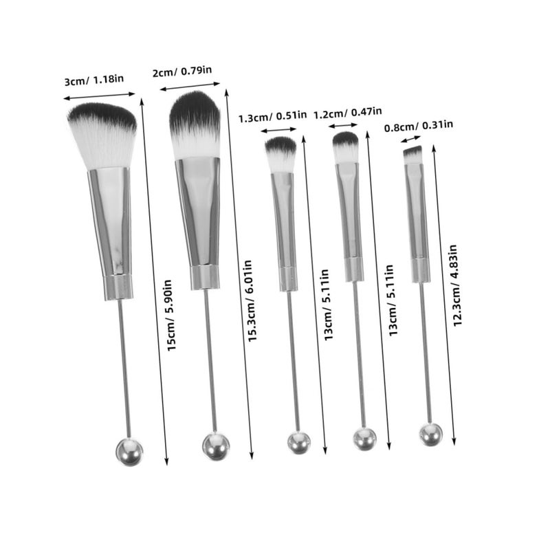 2 Sets Makeup Brush Set with Silver Metal Handles Vegan Eye Shadow Brush for Women for Face and Eye Makeup - Image 2