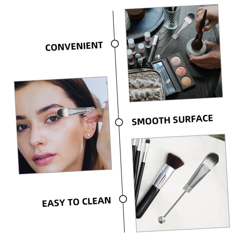 2 Sets Makeup Brush Set with Silver Metal Handles Vegan Eye Shadow Brush for Women for Face and Eye Makeup - Image 3