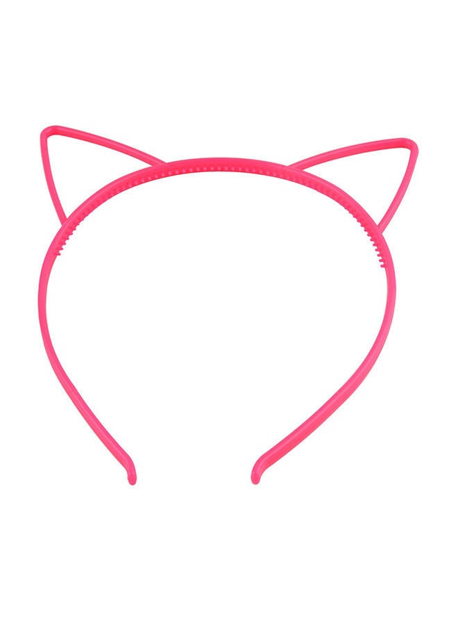 NIBEMINENT Plastic Cat Ear Solid Brief Style Hairband Pink