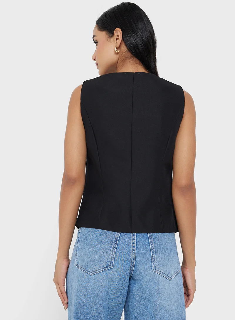 جينجر Button Up Longline Vest