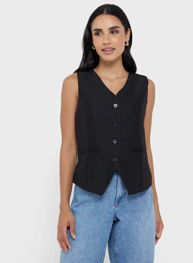 جينجر Button Up Longline Vest