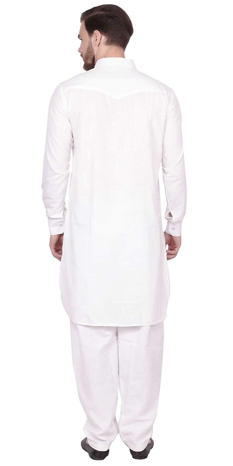 Royal Kurta Mens Cotton Pathani Suit (44, White) - Image 2
