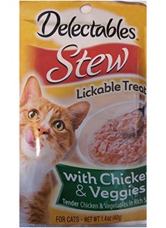 Delectables Stew Lickable Treat With Chicken & Veggies In Rich Sauce (4Pouches) (Net Wt 1.4 Oz Each)