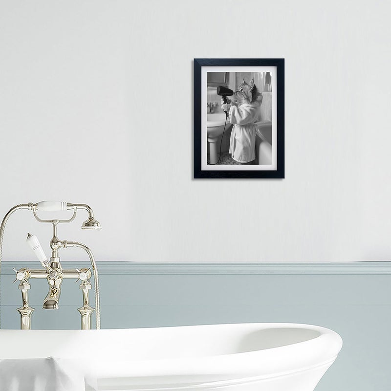AIANHUA Cat Bathroom Decor Framed Black and White Bathroom Wall Art Funny Animal Pictures Wall Decor Trendy Canvas Print Poster Fashion Gift - Image 5