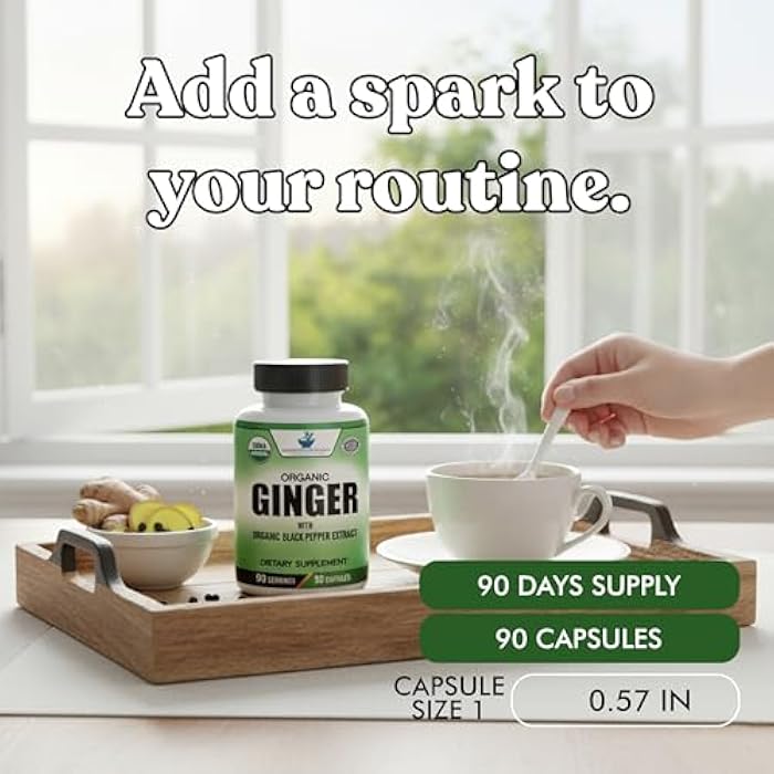 American Standard Supplements Organic Ginger Extract with Organic Black Pepper Extract, Vegan, Gluten Free, Non-GMO, 90 Capsules, 90 Servings - Image 4