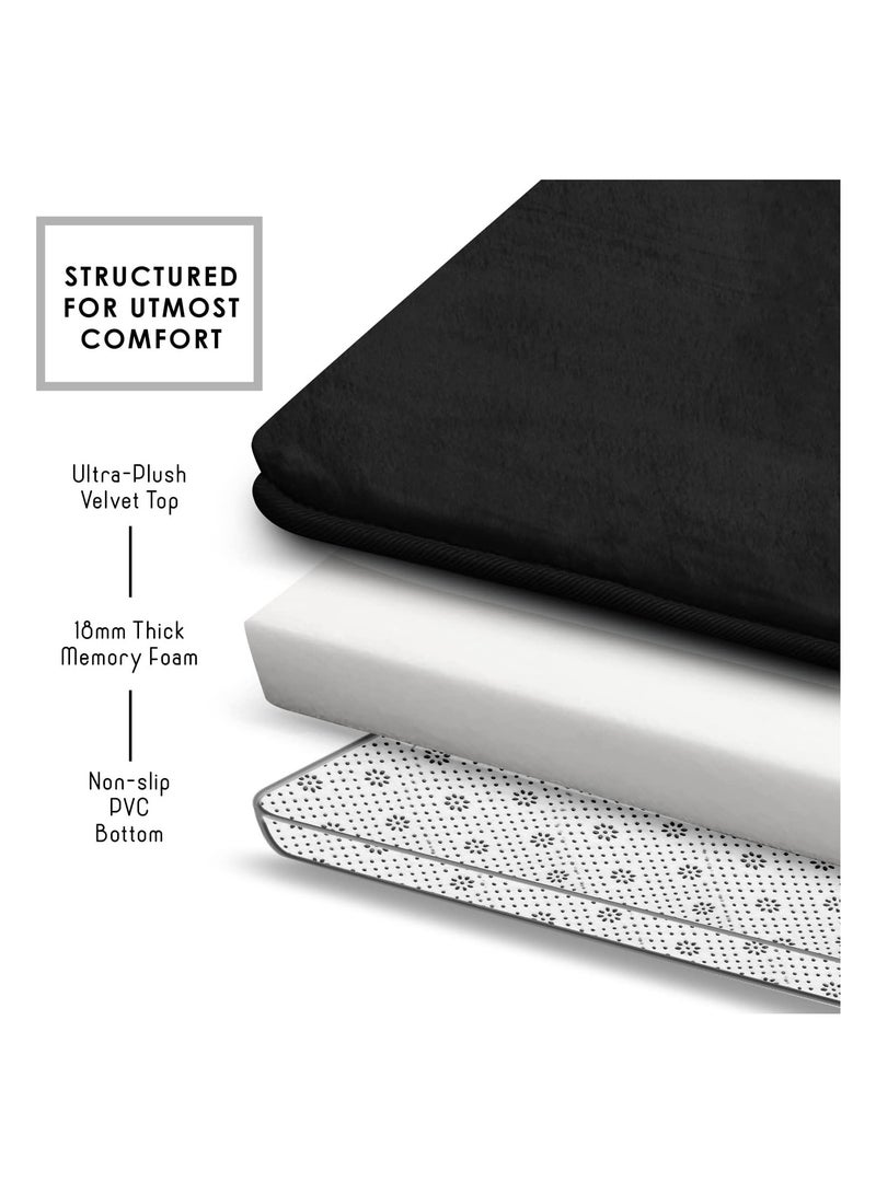 KASTWAVE Bathroom Toilet Carpet Mat, Pamper Your Feet with Luxurious Velvet Memory Foam Bath Mats - Non-Slip, Quick-Drying, and Machine Washable - 3-piece Silver Bathroom Rug Set (Black)  - Image 4