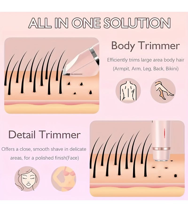 2 In 1 Multifunctional Dual Head Electric Shaver Blue Compact Rechargeable Hair Trimmer And Shaver Unisex Hair Remover USB Charging Women Hair Removal For Bikini Line Underarms Legs Arms Face Mini Portable - Image 5