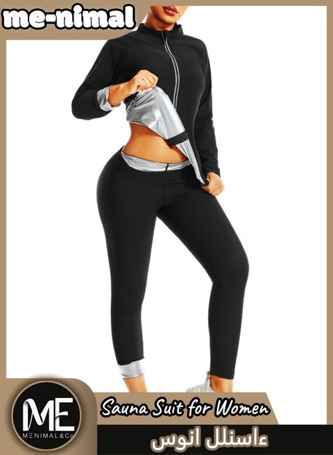 Sauna Suit for Women | Long Sleeve Top + High-Waist Pants | Sweat Enhancement & Body Shaping Workout Set