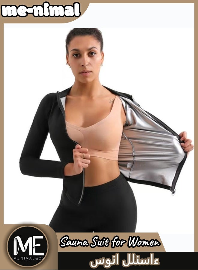 مينيمال بدلة ساونا للنساء | توب بأكمام طويلة + بنطلون برقبة عالية | بدلة تدريب لت intensification التعرق وتشكيل الجسم - Image 2