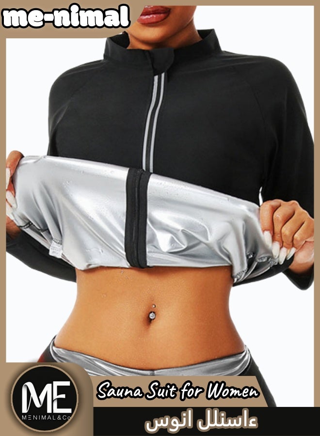 مينيمال بدلة ساونا للنساء | توب بأكمام طويلة + بنطلون برقبة عالية | بدلة تدريب لت intensification التعرق وتشكيل الجسم - Image 4