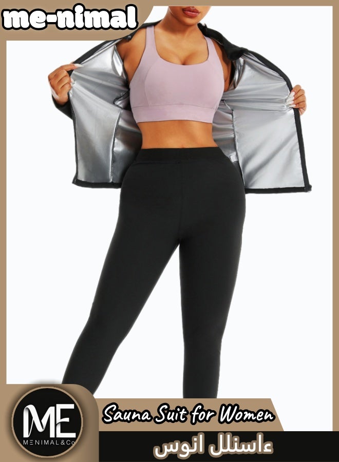 مينيمال بدلة ساونا للنساء | توب بأكمام طويلة + بنطلون برقبة عالية | بدلة تدريب لت intensification التعرق وتشكيل الجسم - Image 5