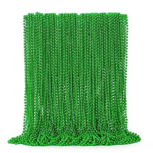 EOBOH 72PCS Green Bead Necklace Mardi Gras Beads Necklace Accessories Bulk Mardi Gras Xmas Necklaces Parade Throw Accessories for Wedding Birthday Mardi Gras St Patricks Christmas Decorations - Image 1