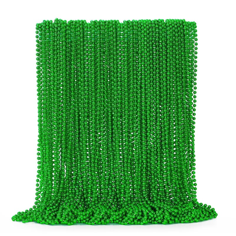 EOBOH 72PCS Green Bead Necklace Mardi Gras Beads Necklace Accessories Bulk Mardi Gras Xmas Necklaces Parade Throw Accessories for Wedding Birthday Mardi Gras St Patricks Christmas Decorations - Image 3