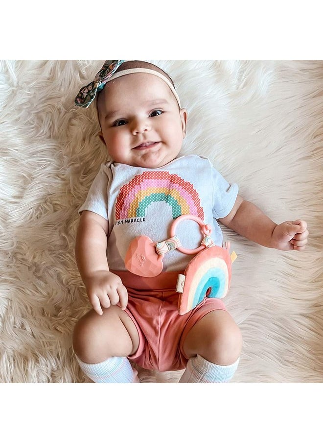 Itzy Ritzy - Itzy Ritzy Infant Toy & Teether - Itzy Pal Baby Teething Toy Includes Lovey, Crinkle Sound, Textured Ribbons & Silicone Teether Toy for Newborn (Rainbow) - Image 1