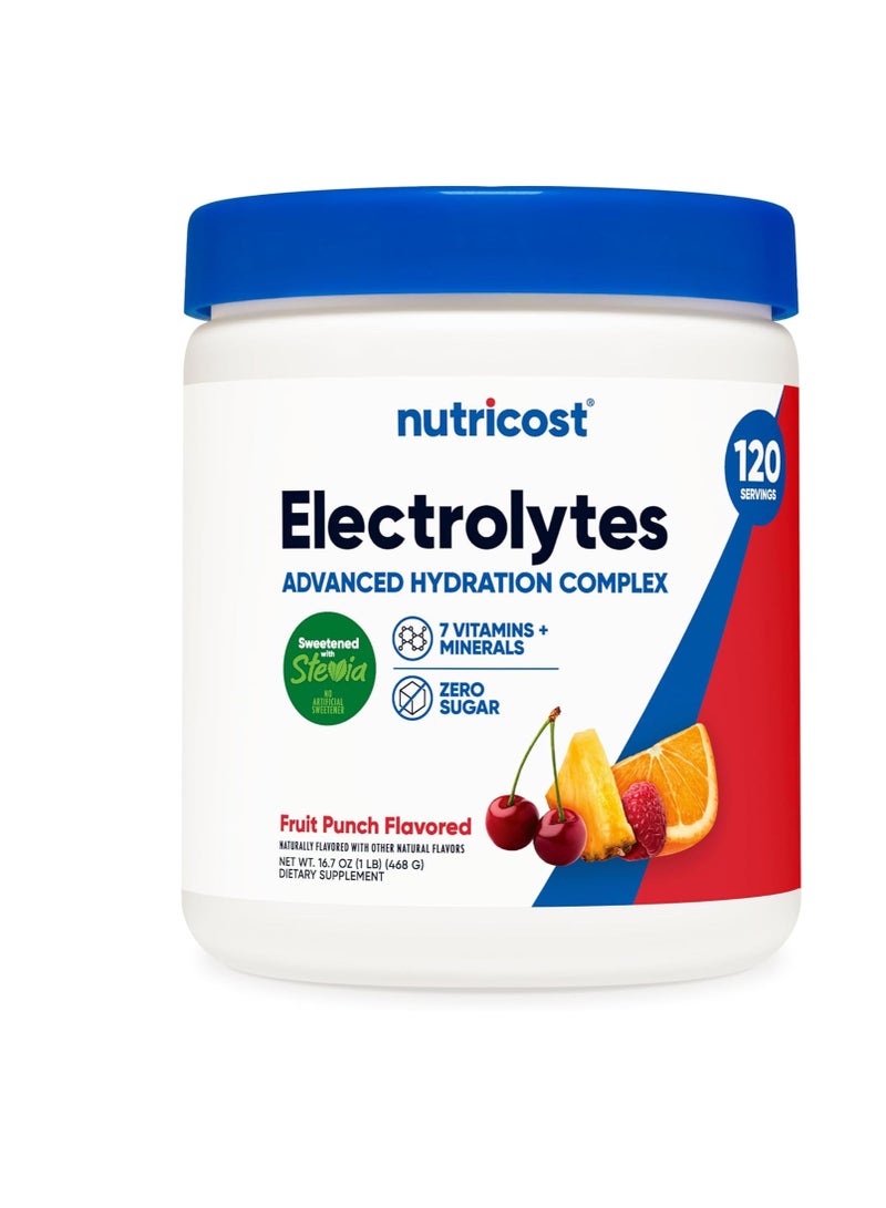 Nutricost Electrolyte Complex Powder 120 Servings, Fruit Punch Hydration Supplement Drink Mix with Vitamins and Minerals - Image 1